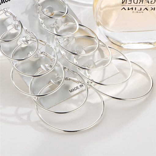 Multiple Dangle Big Circle Hoop Earrings