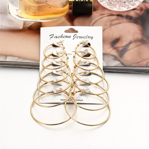 Multiple Dangle Big Circle Hoop Earrings