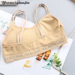 Women Seamless Bandeau Letter Print Straps Tube Top Sexy Lingerie Cropped Top Fitness Bra Brassiere Wireless Sport Top Underwear