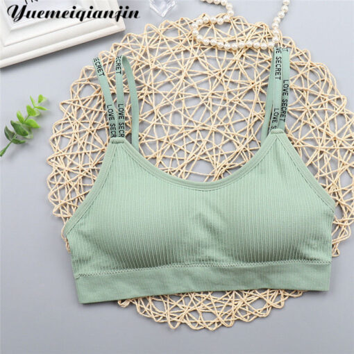 Women Seamless Bandeau Letter Print Straps Tube Top Sexy Lingerie Cropped Top Fitness Bra Brassiere Wireless Sport Top Underwear