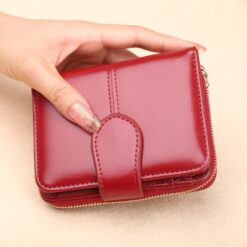 Hot Sale Wallet Short Wallet PU Women's Purse Zipper&Button Purse Red Small Wallet Coin Pocket Cartera