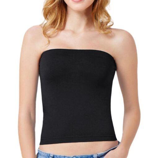 Sexy Womens Strapless Boob Tube Top Bandeau Bra Cover Solid Soft Modal Tube Tops Ladies Slim Elastic Intimates Black White Strap