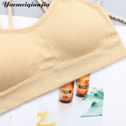 Women Seamless Bandeau Letter Print Straps Tube Top Sexy Lingerie Cropped Top Fitness Bra Brassiere Wireless Sport Top Underwear